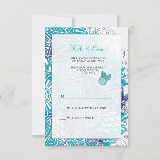 Carte de réponse Imaginaire aquarelle (Devant)