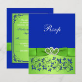 CARTE DE RÉPONSE IMPRIMÉE RIBBON Blue Green Floral (Devant / Derrière)