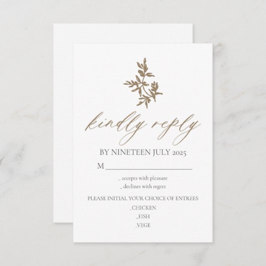 Carte de réponse incluse avec le faire-part de mar (Devant / Derrière)