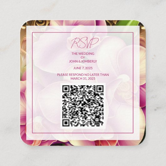 Carte de réponse incluse avec QR code pour mariage (Dos)