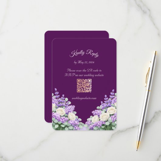 Carte de réponse incluse Lilas et Lavande (Devant/Arrière en situation)