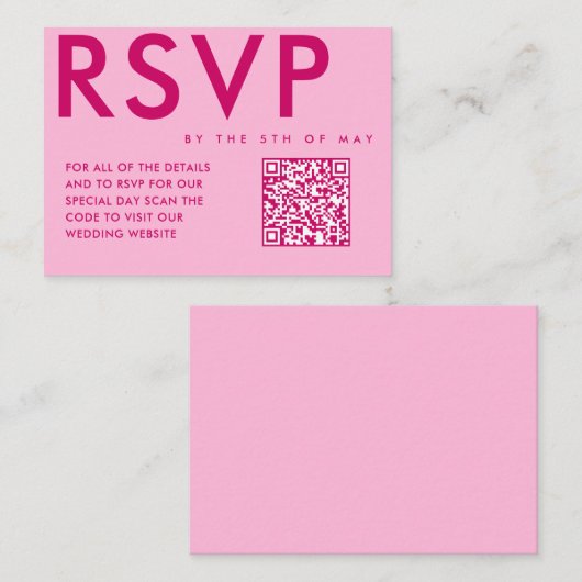 Carte de réponse incluse Magenta gras et moderne (Devant / Derrière)