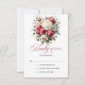 Carte de réponse incluse pour mariage Boho rouge r (Devant)