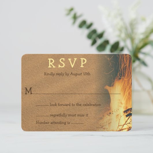 Carte de réponse incluse pour mariage sur la plage (Debout devant)