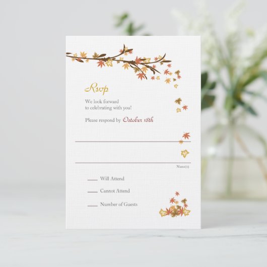 Carte de réponse incluse pour une soirée d'automne (Debout devant)