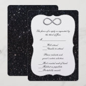 Carte de réponse Infinity Argent Pailleté Noir (Devant / Derrière)