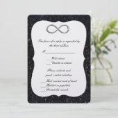 Carte de réponse Infinity Argent Pailleté Noir (Debout devant)