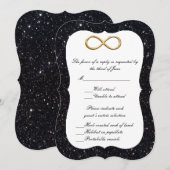 Carte de réponse Infinity Or Pailleté Noir (Devant / Derrière)