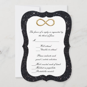 Carte de réponse Infinity Or Pailleté Noir