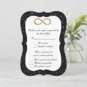 Carte de réponse Infinity Or Pailleté Noir (Debout devant)