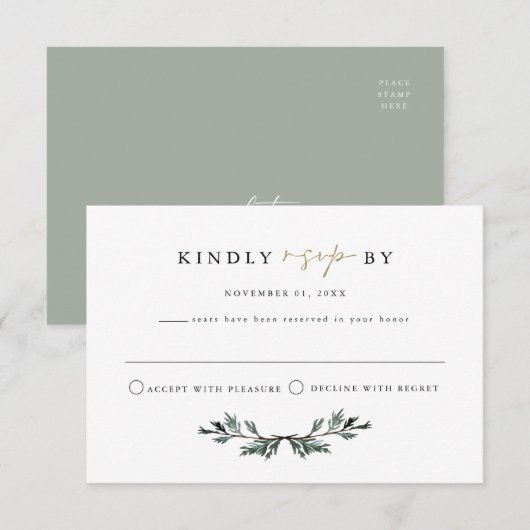 Carte de réponse INGE Scandinavian Winter Pine RSV (Devant / Derrière)