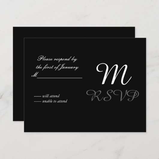 Carte de réponse initiale en noir et blanc (Devant / Derrière)