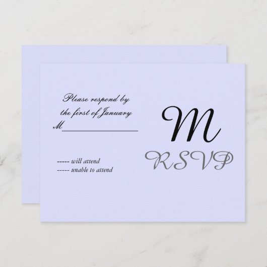 Carte de réponse initiale Soft Mauve (Devant / Derrière)