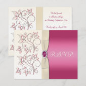 Carte de réponse ivoire et rose (Devant / Derrière)