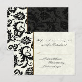 Carte de réponse ivoire, or et noir Damas (Devant / Derrière)