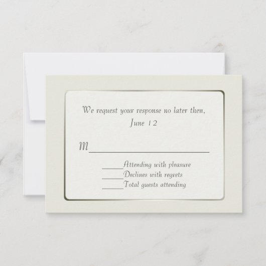 Carte de réponse Ivory et ton argent (Devant)