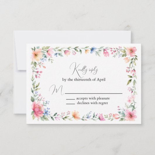 Carte de réponse Jardin aquarelle (Devant)