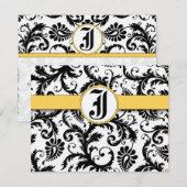 Carte de réponse jaune Damassé Bumble Bee- (Devant / Derrière)
