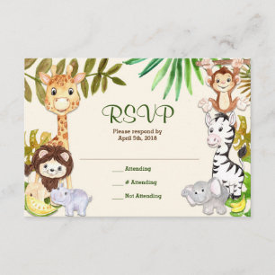 Carte de réponse Jungle Safari Zoo RSVP