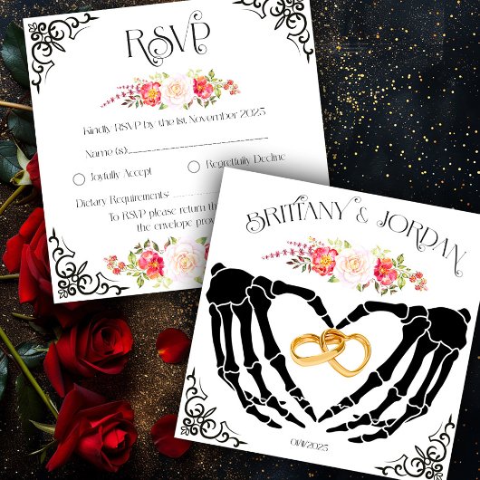 Carte de réponse Light Gothic Skeleton Hands RSVP