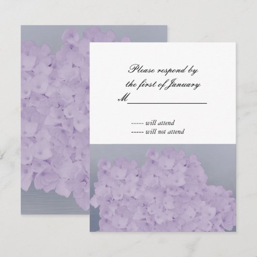 Carte de réponse Light Lavender Hydrangea (Devant / Derrière)
