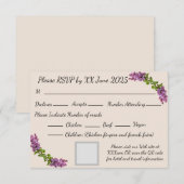 Carte de réponse Lilas et Crème (Devant / Derrière)