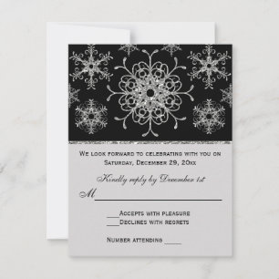 Carte de réponse LOOK Flocons de neige Paillettes