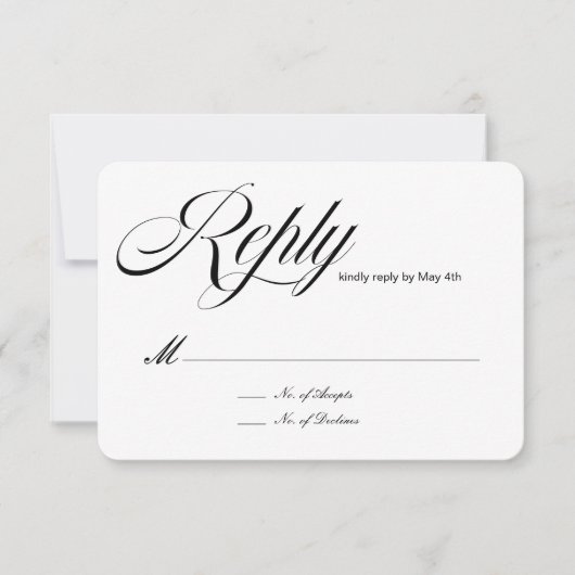 Carte de réponse Luxe Script (Devant)