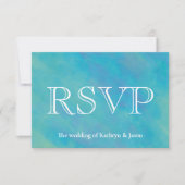 Carte de réponse Mariage Aqua Blue Ocean RSVP (Devant)