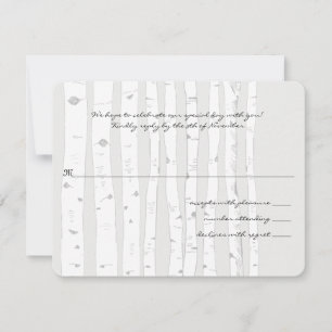 Carte de réponse Mariage Argent Cloud Birch Tree