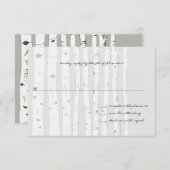 Carte de réponse Mariage Argent Cloud Birch Tree (Devant / Derrière)