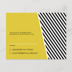 Carte de réponse mariage Bandes de morue Jaune