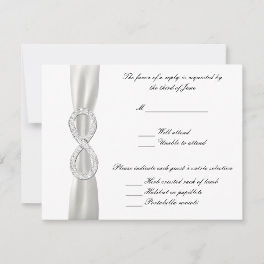 Carte de réponse Mariage blanc Diamond Infinity (Devant)