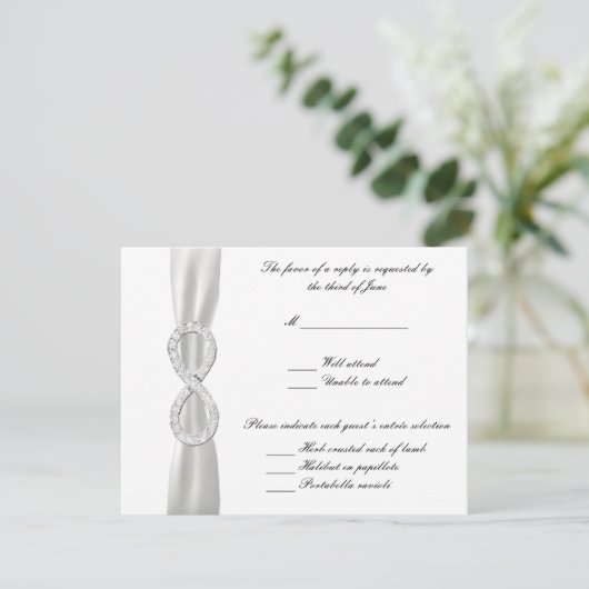 Carte de réponse Mariage blanc Diamond Infinity (Debout devant)