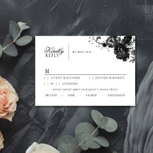 Carte de réponse Mariage blanc gothique classique