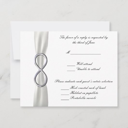 Carte de réponse Mariage blanc Silver Infinity (Devant)