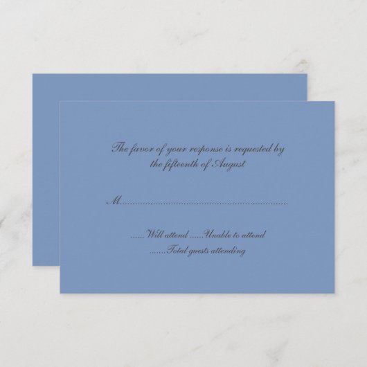 Carte de réponse Mariage bleu (Devant / Derrière)
