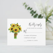 Carte de réponse mariage bleu et tournesol (Debout devant)