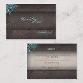 Carte de réponse mariage bleu turquoise (Devant / Derrière)