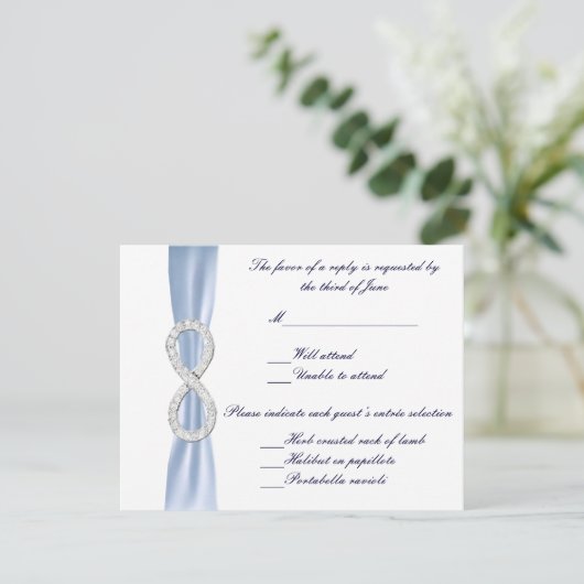 Carte de réponse Mariage Blue Diamond Infinity (Debout devant)