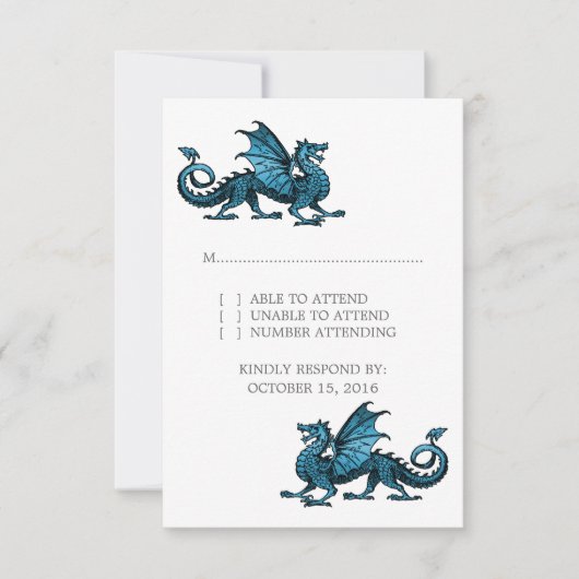 Carte de réponse Mariage Blue Dragon (Devant)