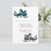 Carte de réponse Mariage Blue Silver Dragon (Debout devant)