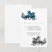 Carte de réponse Mariage Blue Silver Dragon (Devant / Derrière)