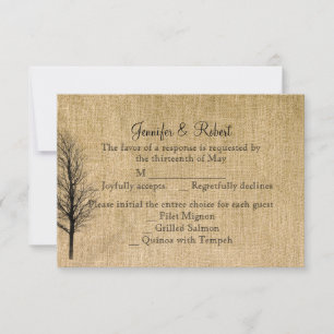 Carte de réponse Mariage Burlap et Birch Posh