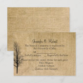Carte de réponse Mariage Burlap et Birch Posh (Devant / Derrière)