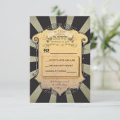 carte de réponse mariage carnaval - rayures noires (Debout devant)