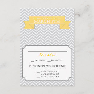 Carte de réponse Mariage Chevron moderne jaune