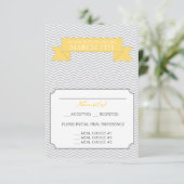 Carte de réponse Mariage Chevron moderne jaune (Debout devant)
