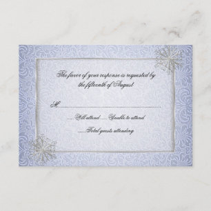 Carte de réponse Mariage Chic Blue Snowflake
