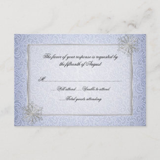 Carte de réponse Mariage Chic Blue Snowflake